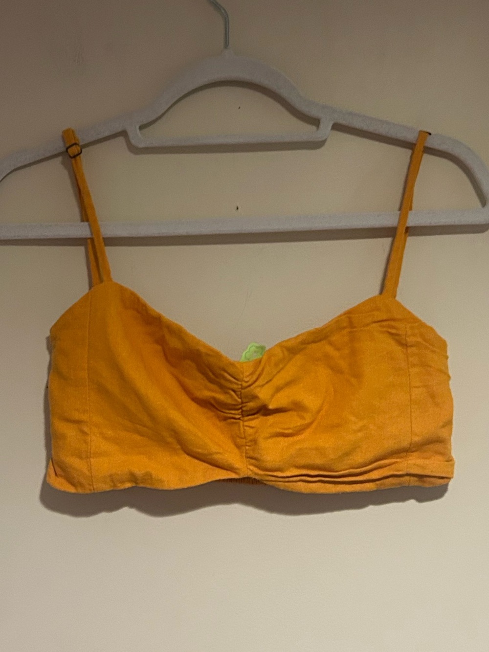 Farm Rio Mustard Yellow Linen Blend Crop Top Sz Sm